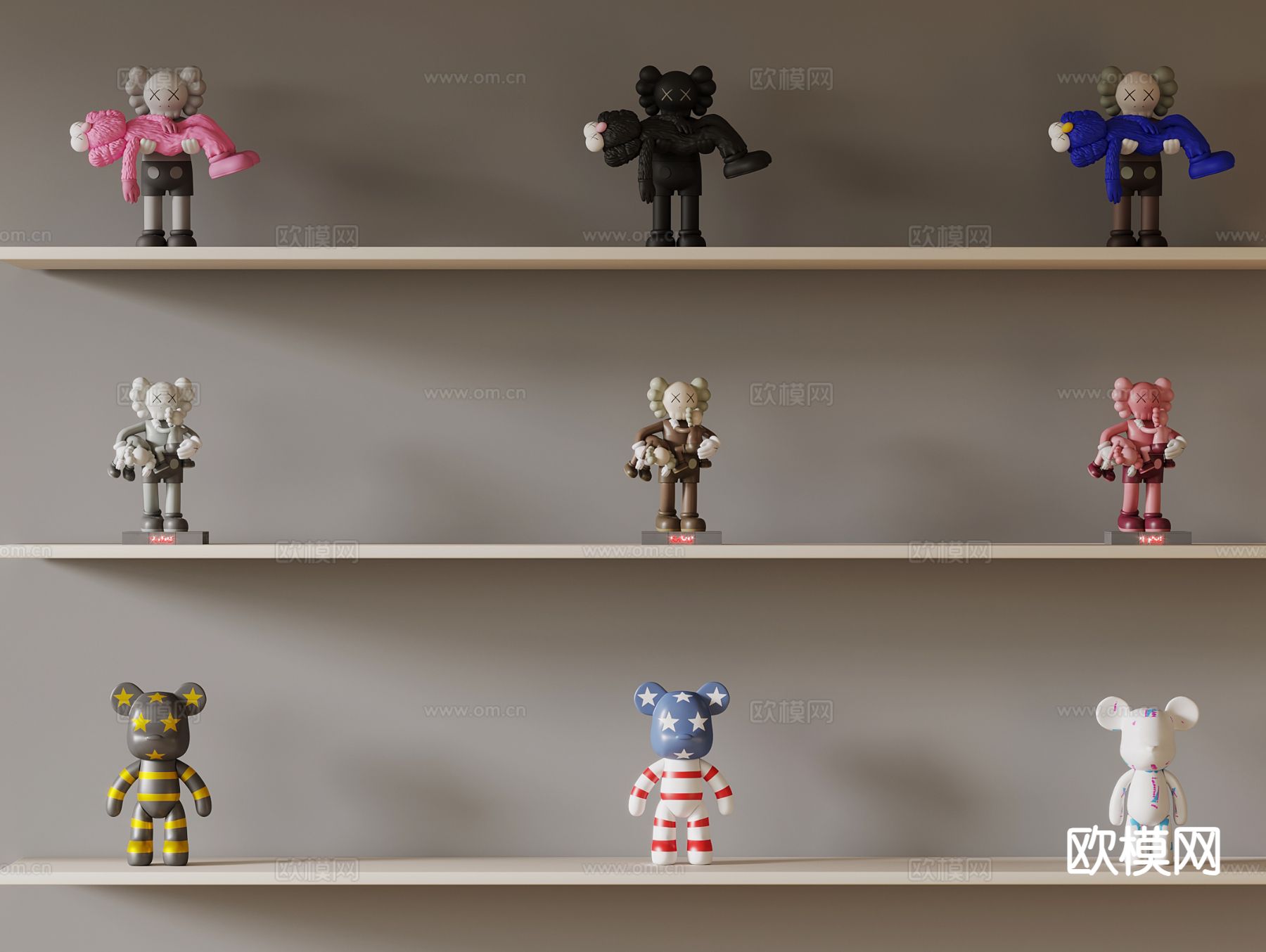 KAWS 公仔 玩偶 潮玩摆件3d模型下载