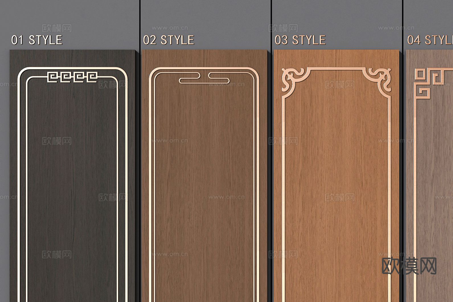 中式木饰面 饰面板 护墙板3d模型下载（渲染图3）