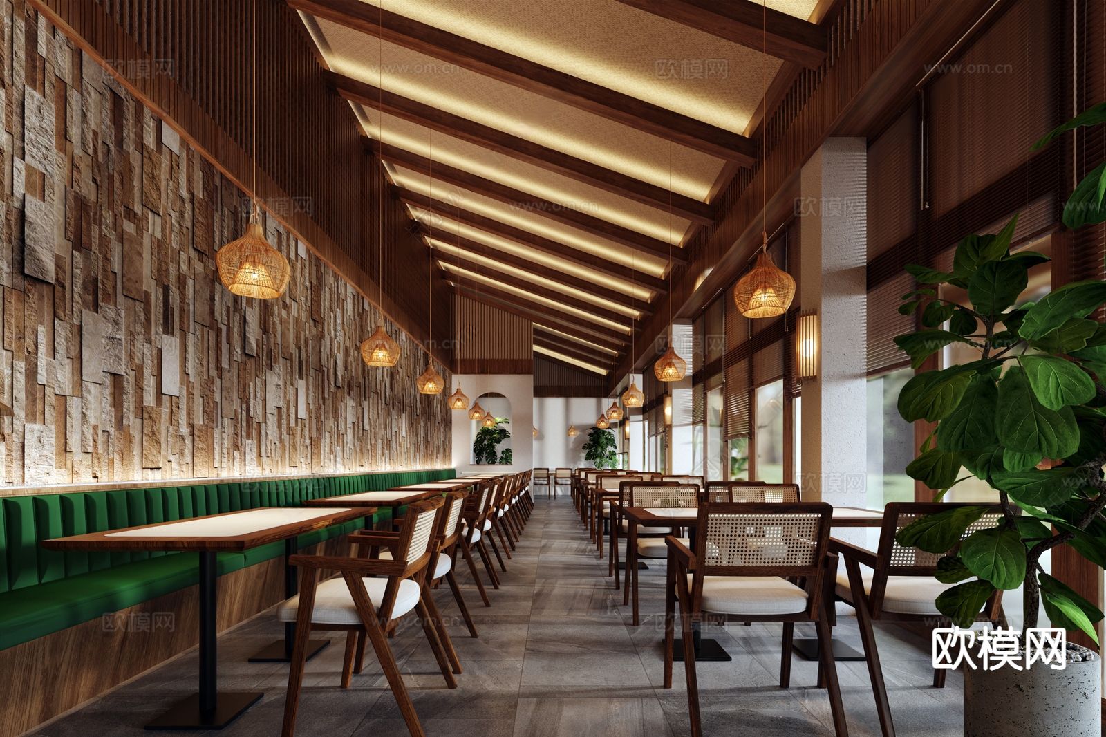 东南亚网红餐厅3d模型下载（渲染图2）