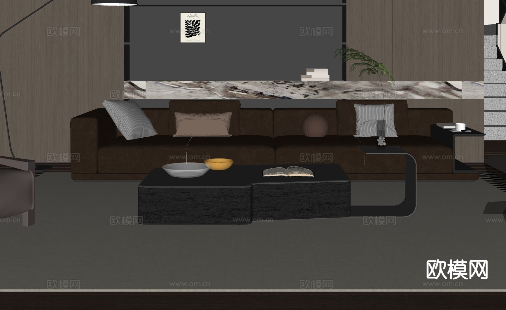 意式多人沙发su模型下载（渲染图1）