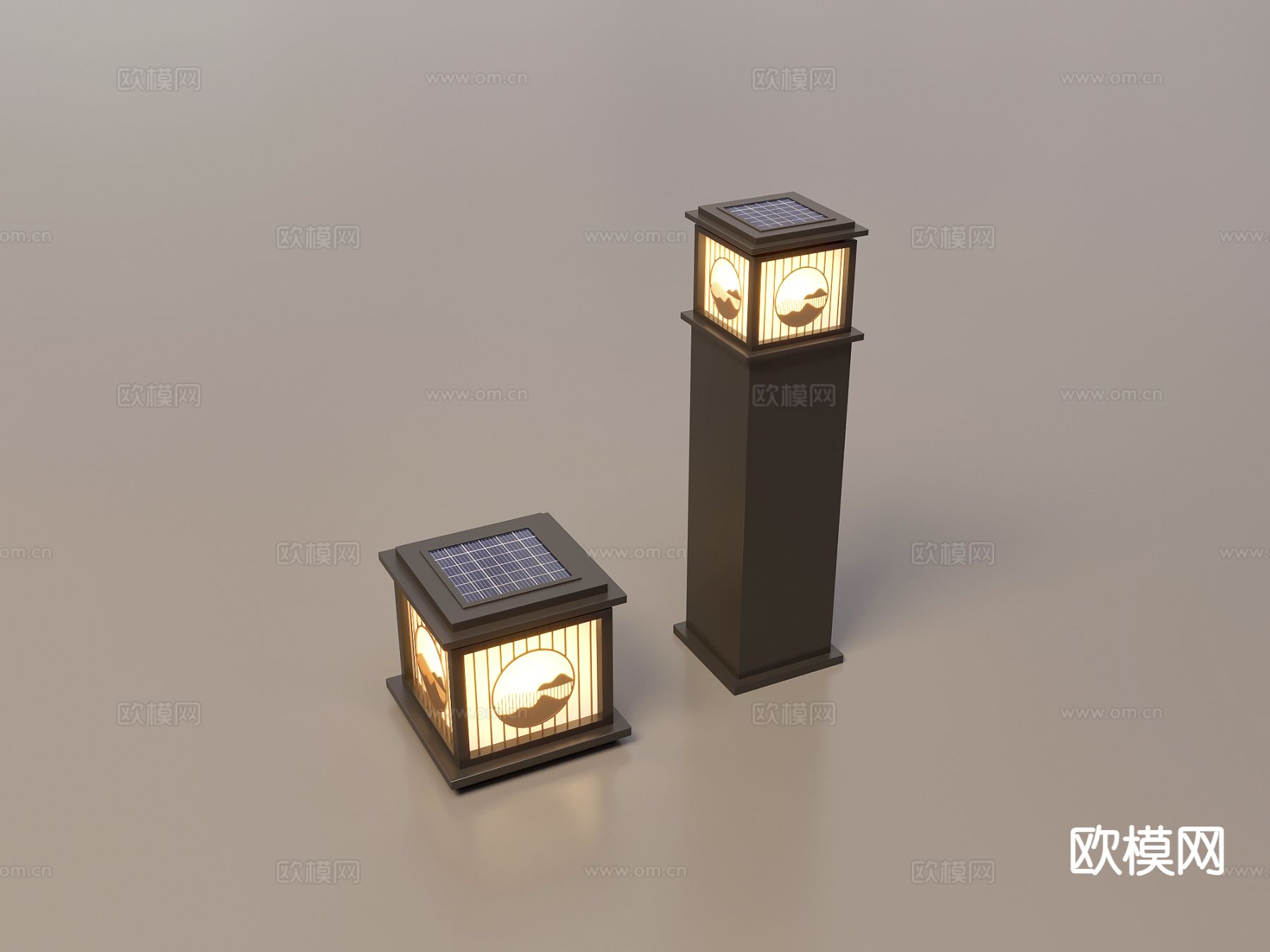 新中式景观灯 草坪灯 花园灯 户外灯3d模型下载