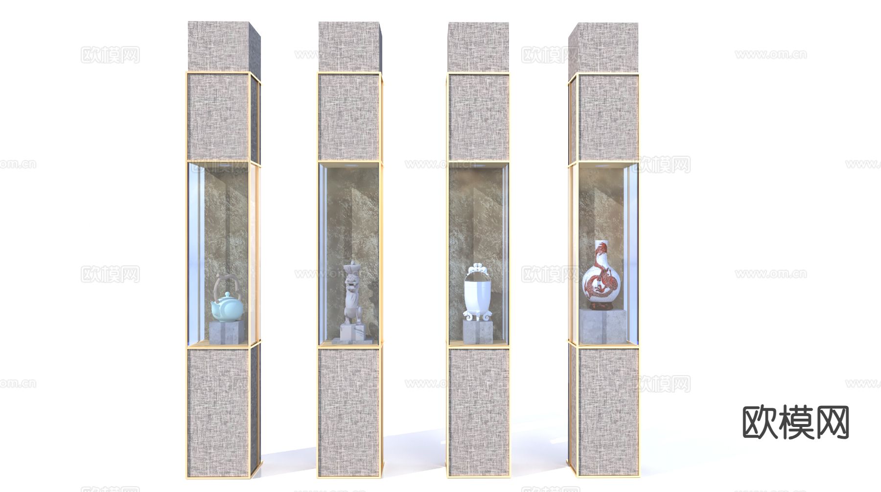 中式博物馆展柜3d模型下载