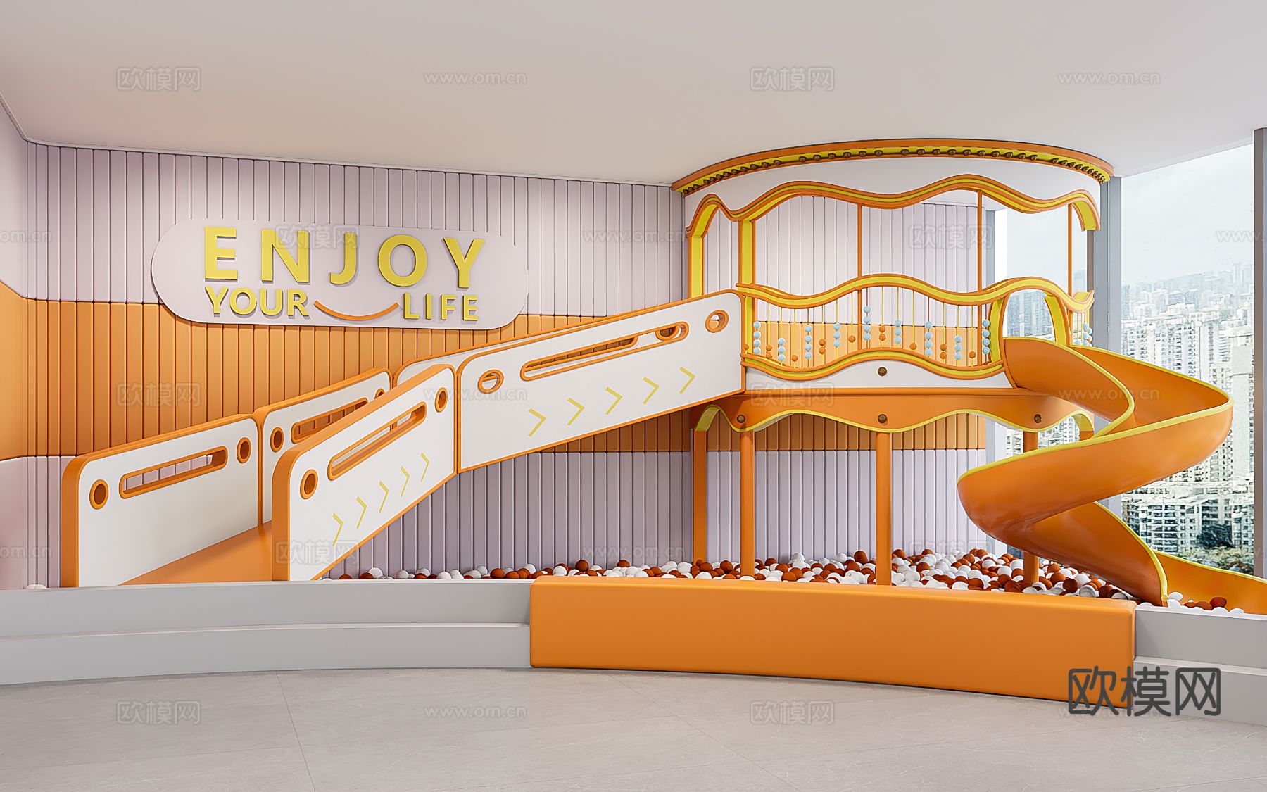 现代儿童乐园3d模型下载