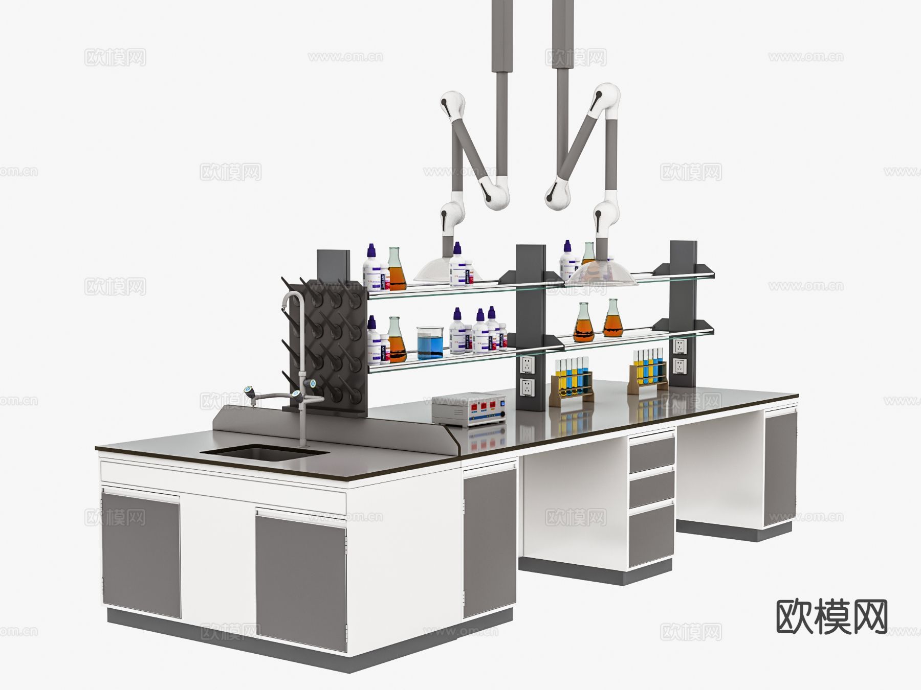 医学实验室台 工作台3d模型下载