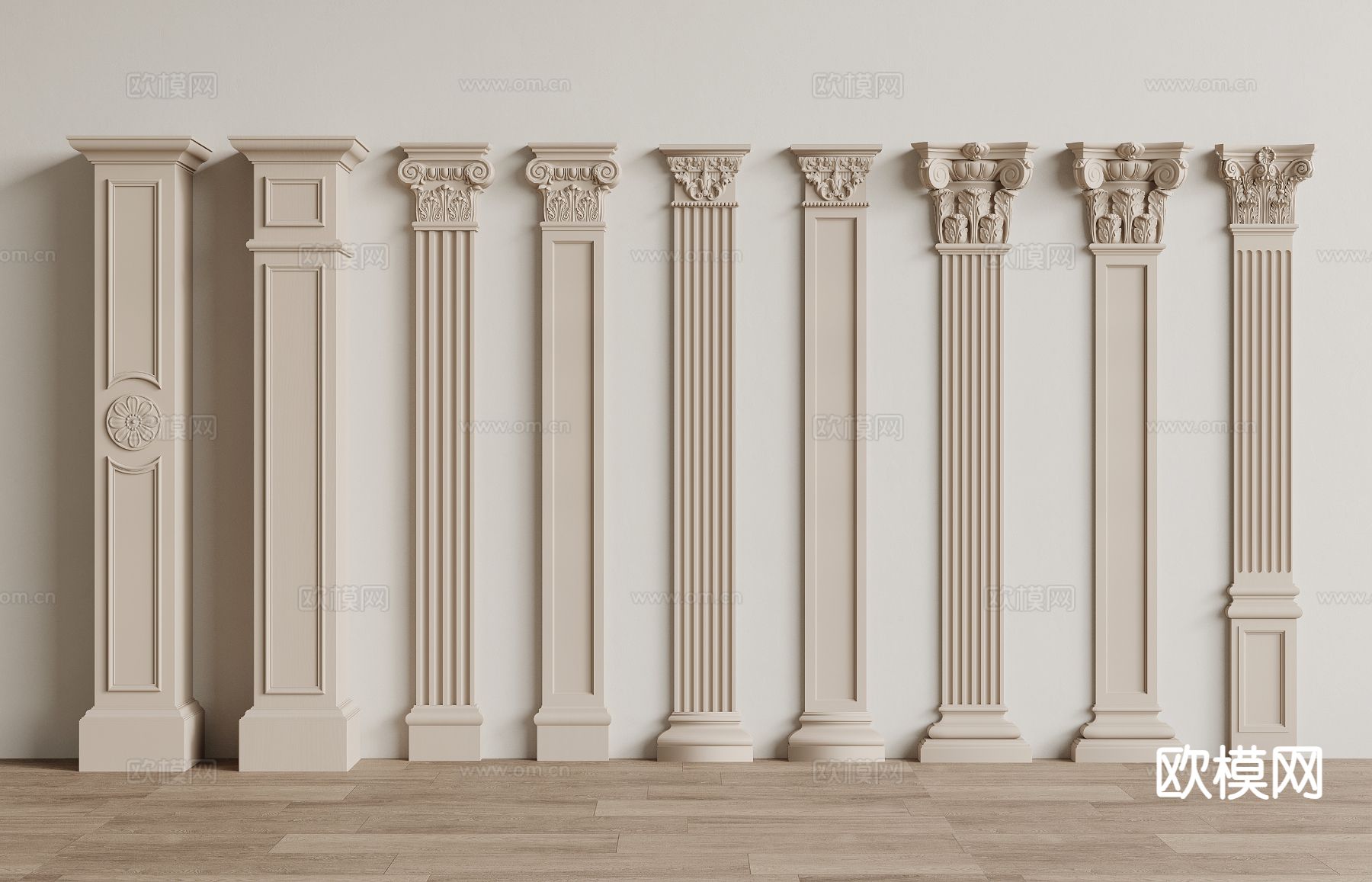 法式罗马柱 方柱3d模型下载