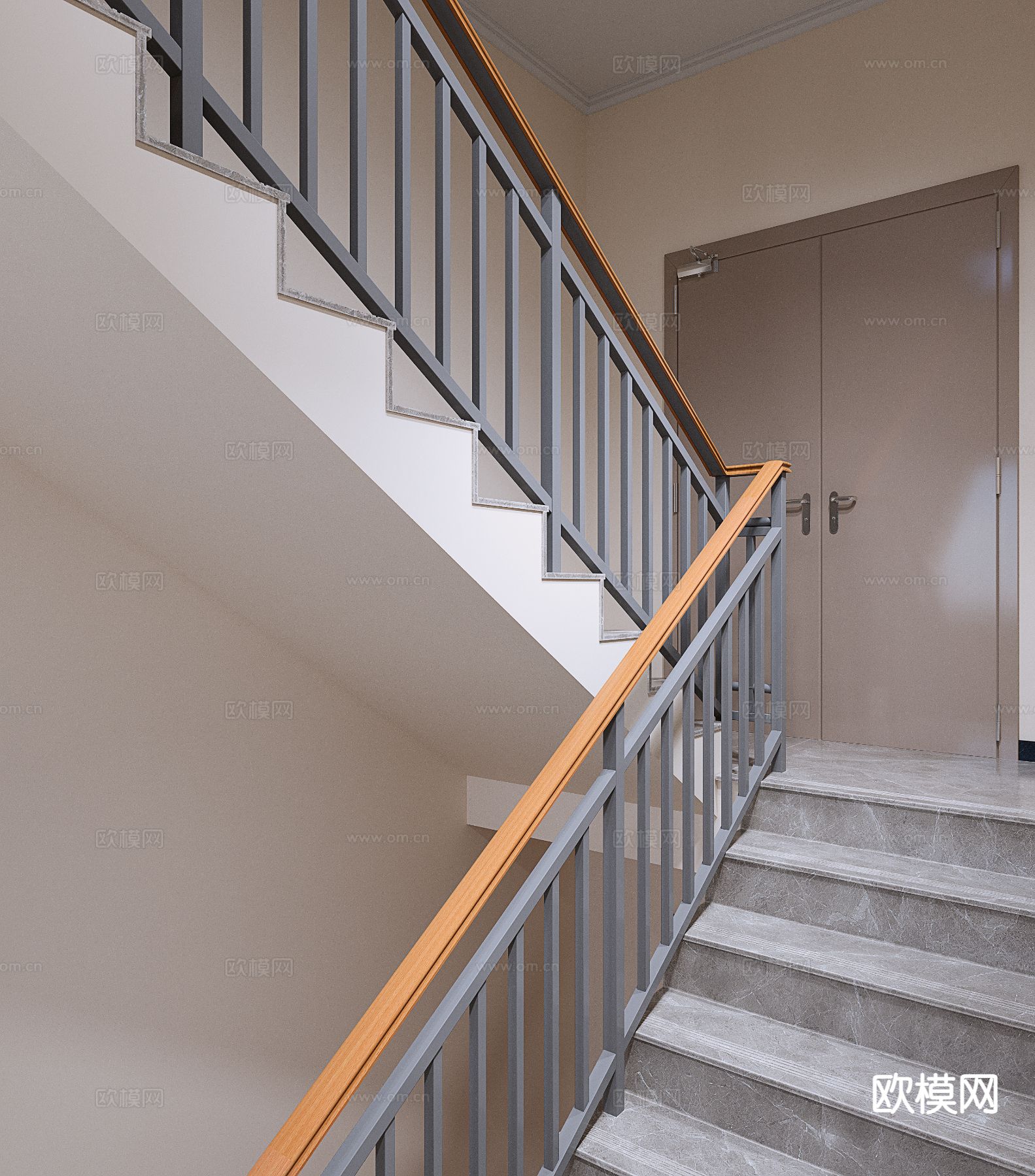 现代扶手楼梯3d模型下载