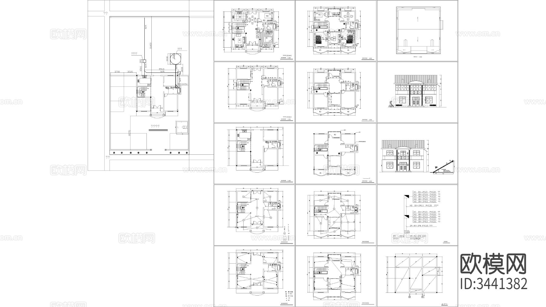 住宅建筑和电力项目CAD施工图下载