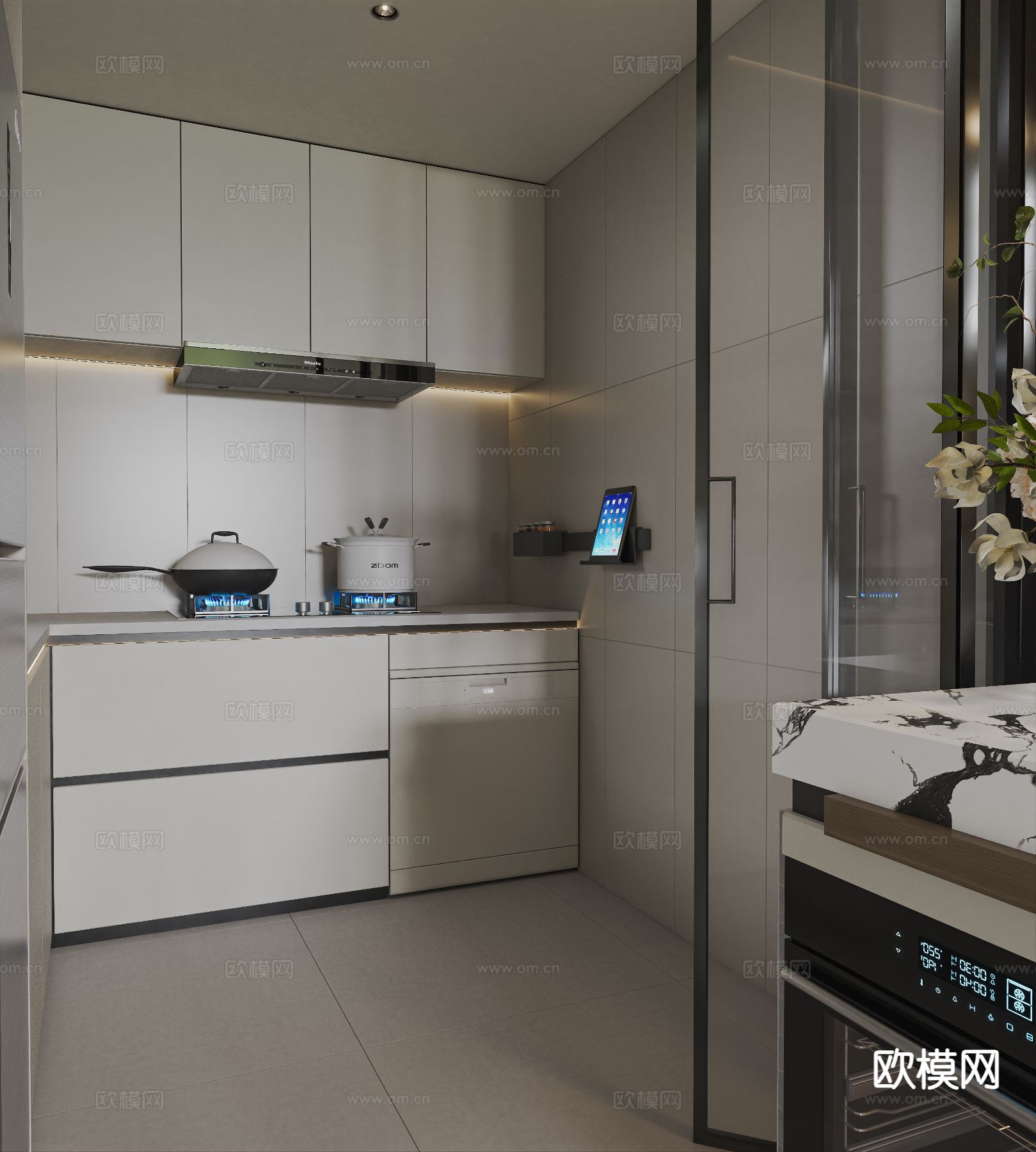 奶油风客餐厅3d模型下载（渲染图8）