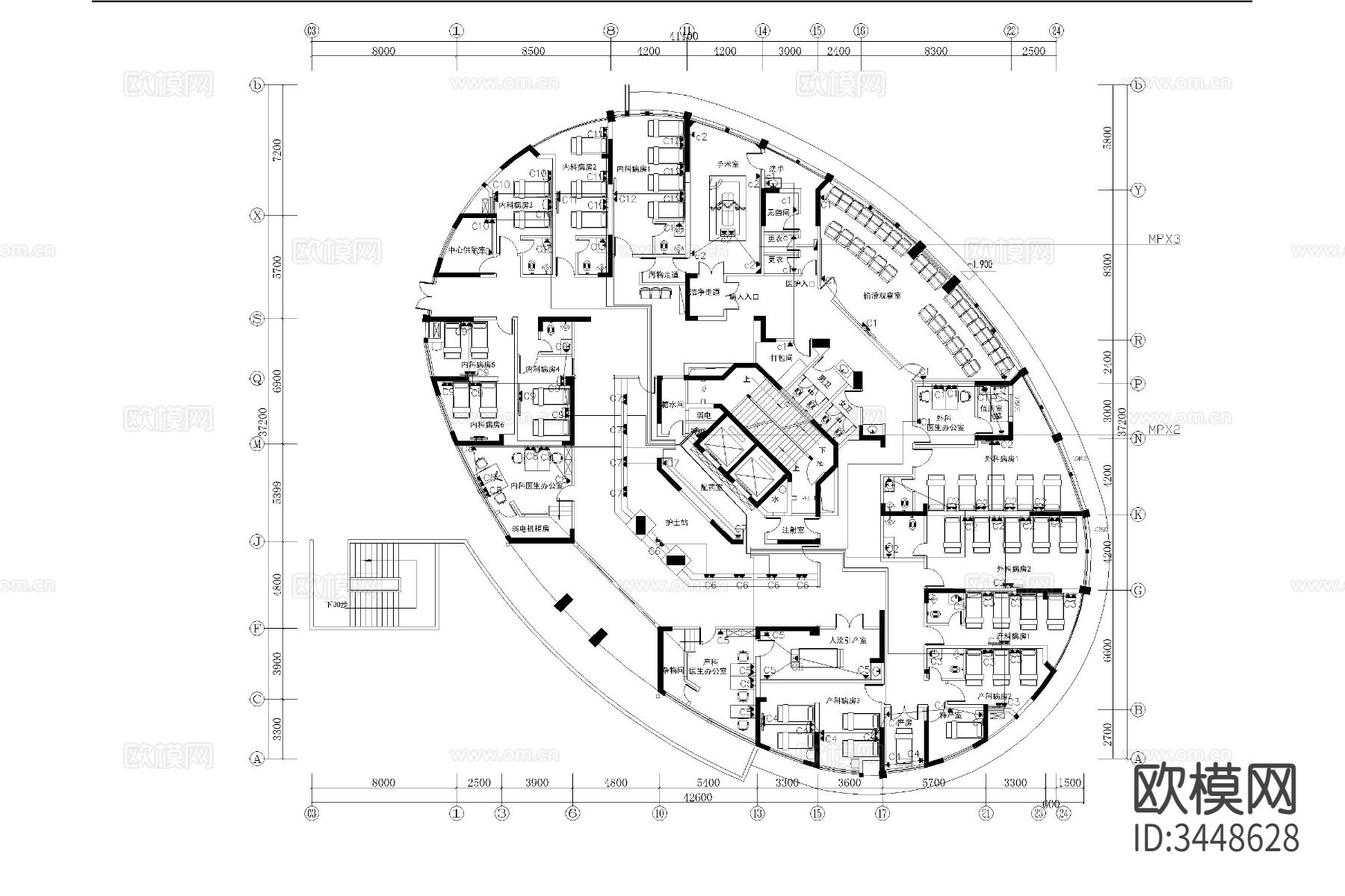 社区医院CAD图库下载（渲染图8）