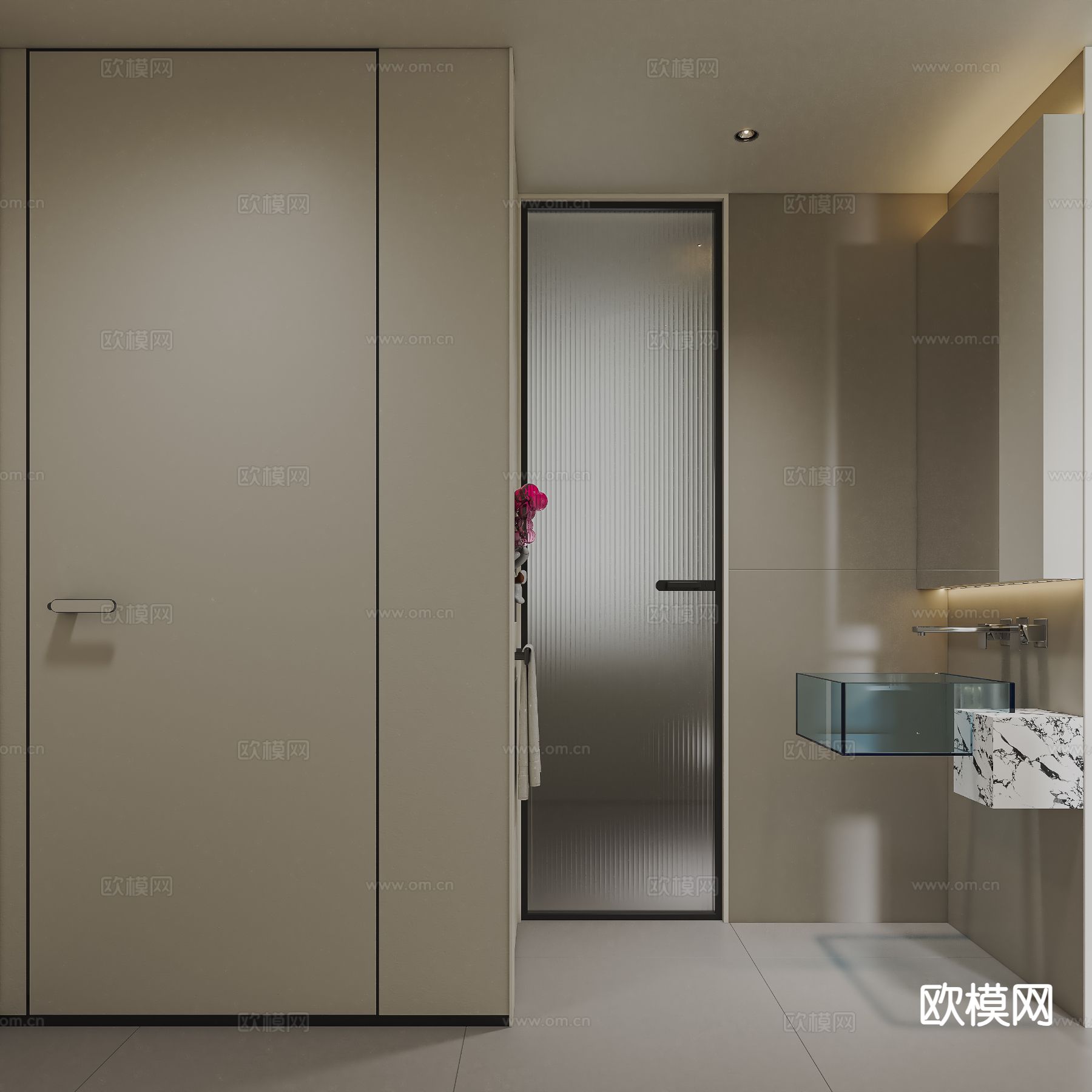 奶油风客餐厅3d模型下载（渲染图4）