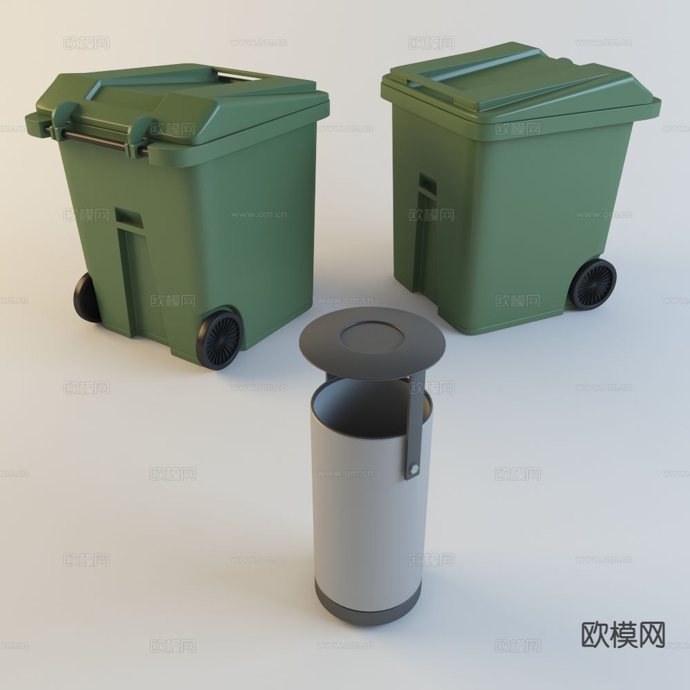 现代垃圾箱 公共垃圾桶3d模型下载（渲染图1）