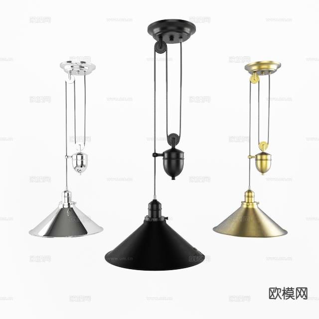 工业风吊灯 床头小吊灯3d模型下载