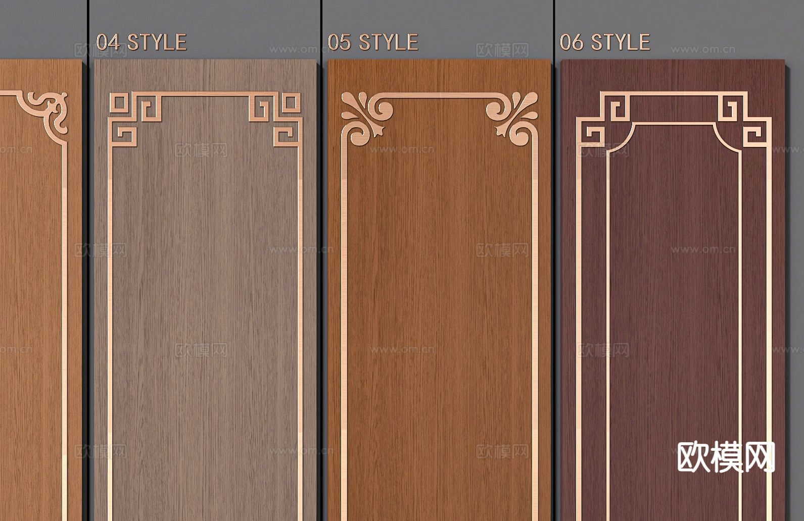 中式木饰面 饰面板 护墙板3d模型下载（渲染图2）