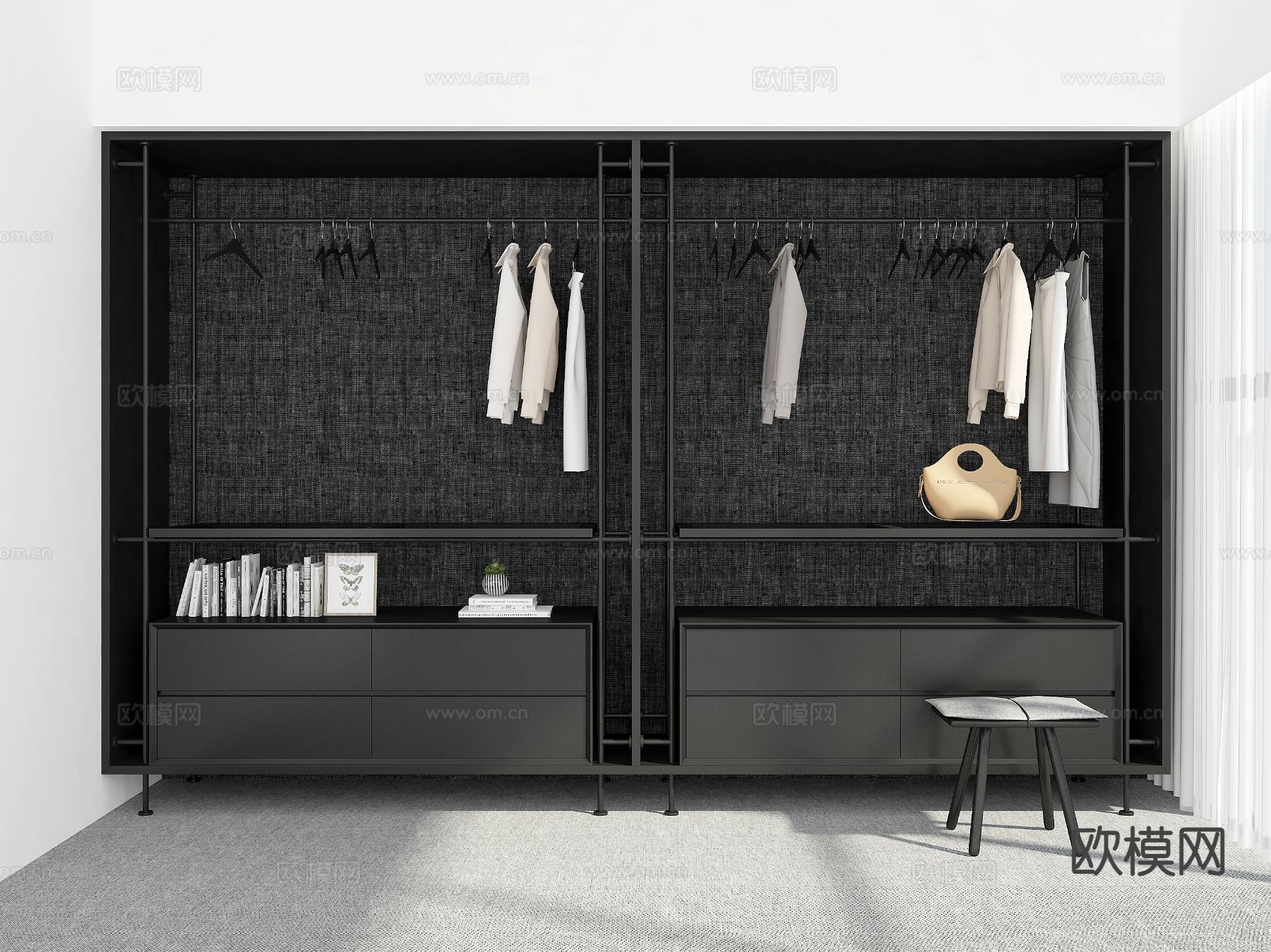 现代衣柜 无门衣柜3d模型下载