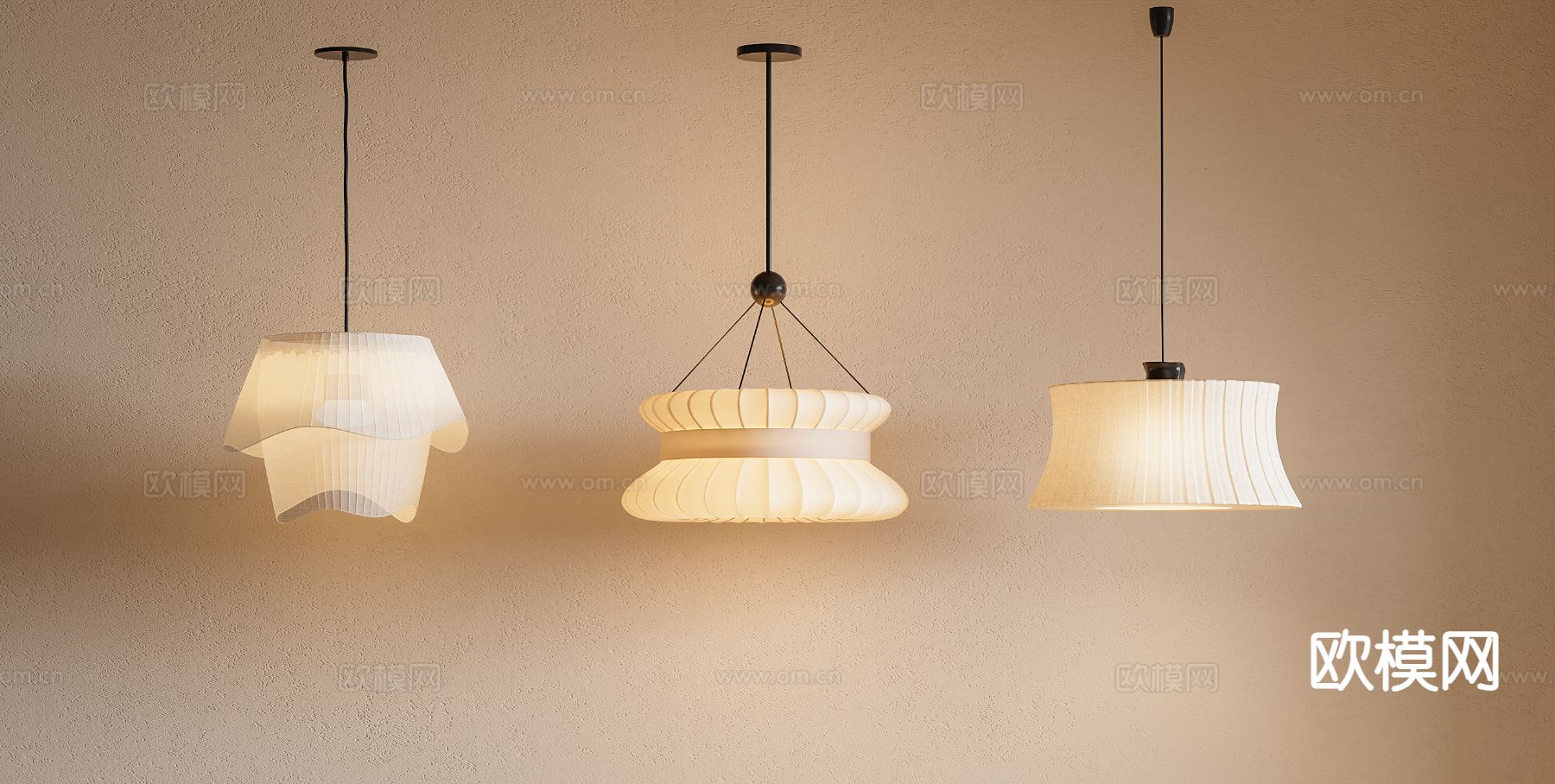 奶油风吊灯su模型下载（渲染图2）