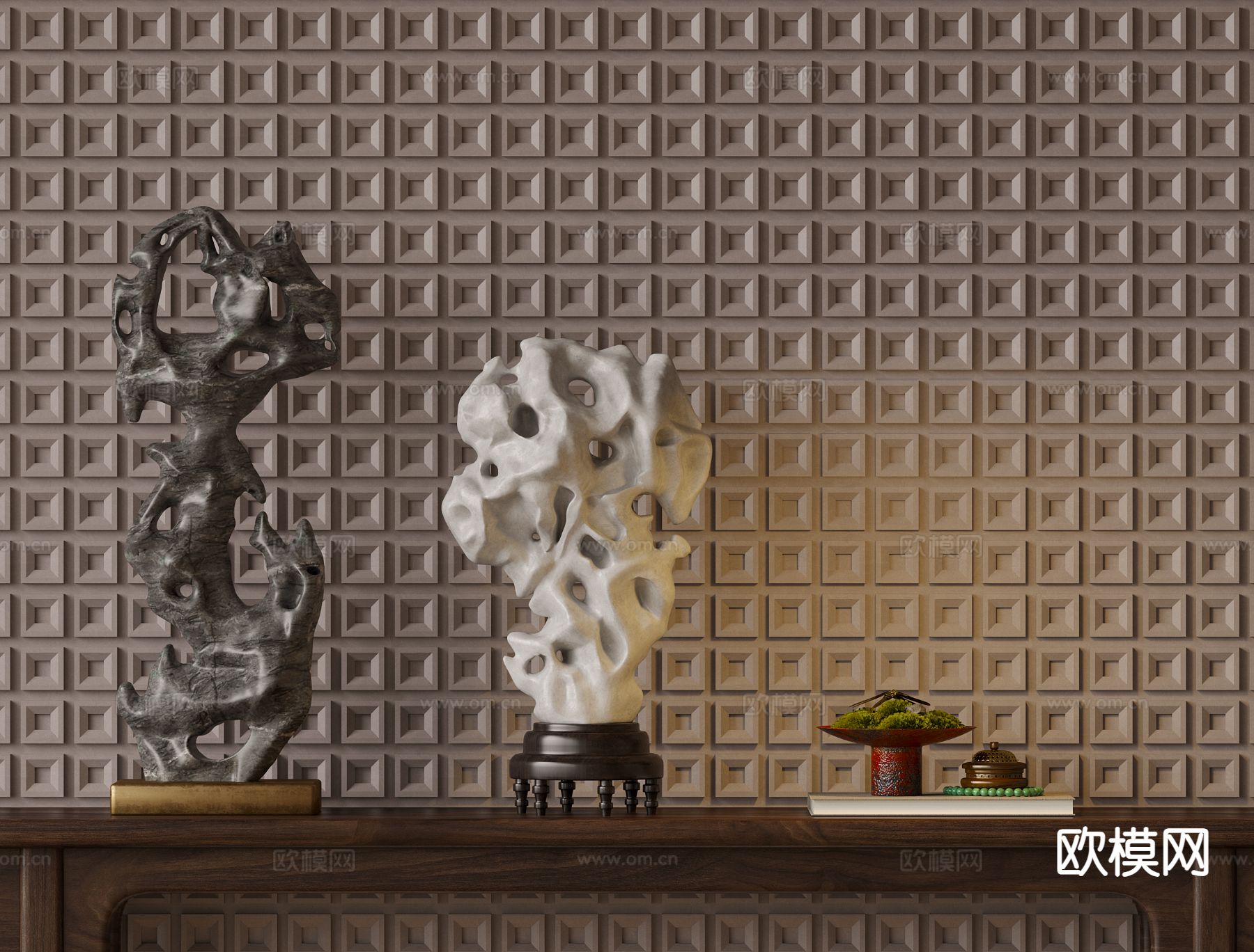 新中式太湖石3d模型下载