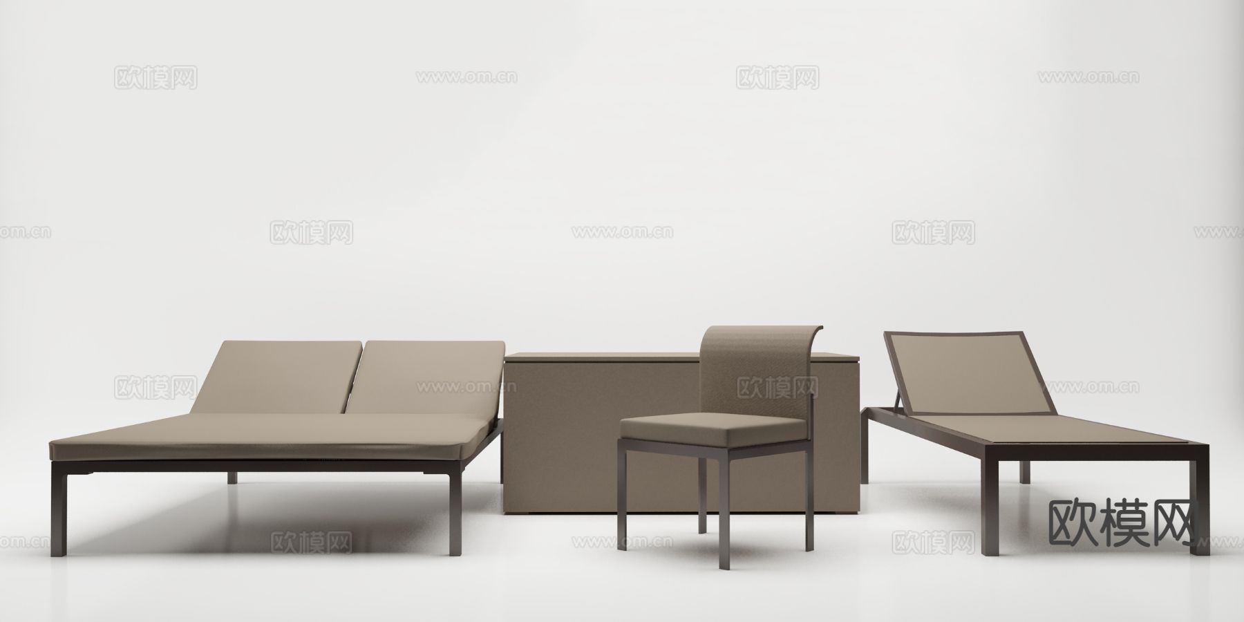 现代双人躺椅3d模型下载