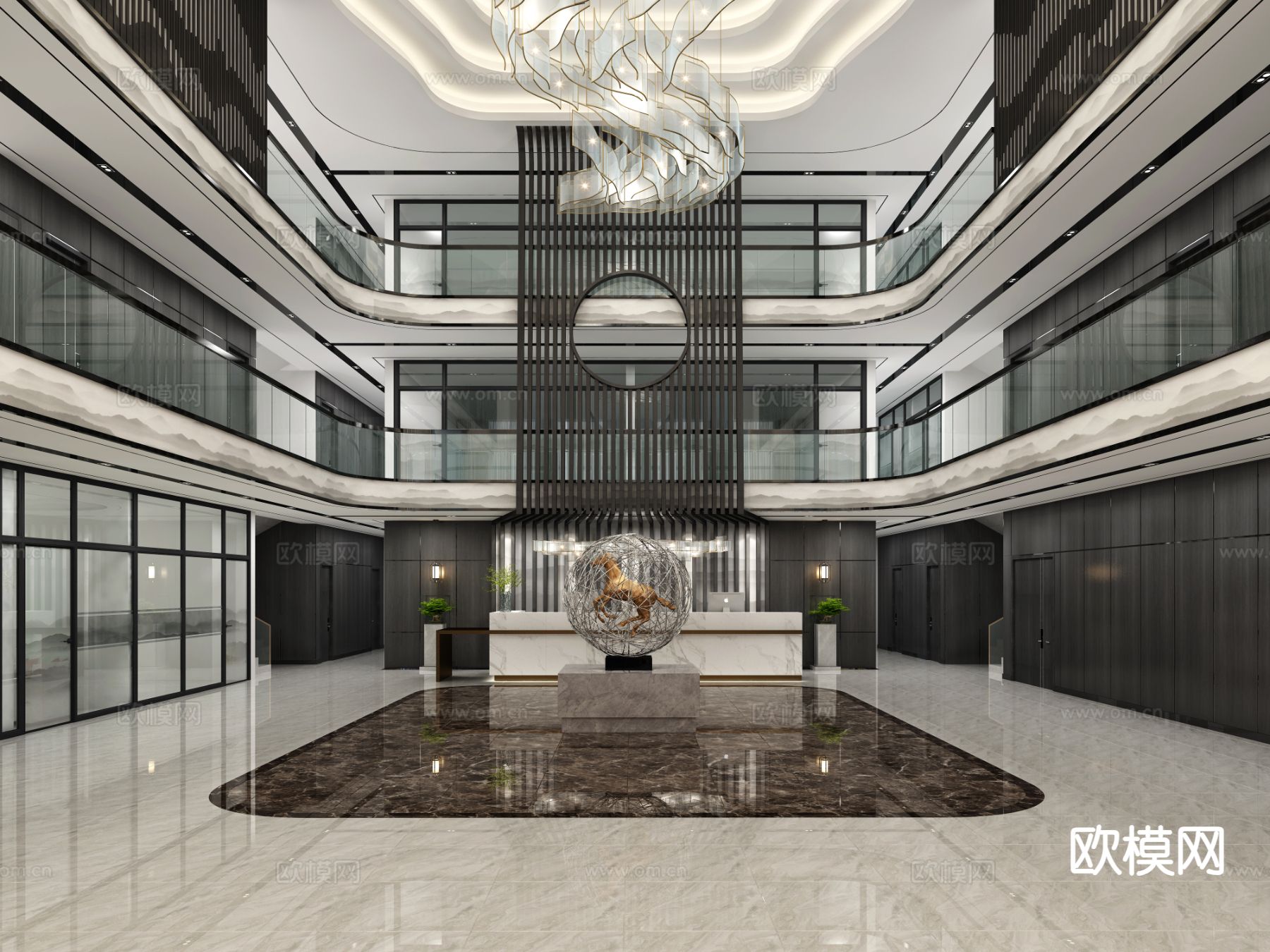 办公楼大堂 写字楼大堂3d模型下载