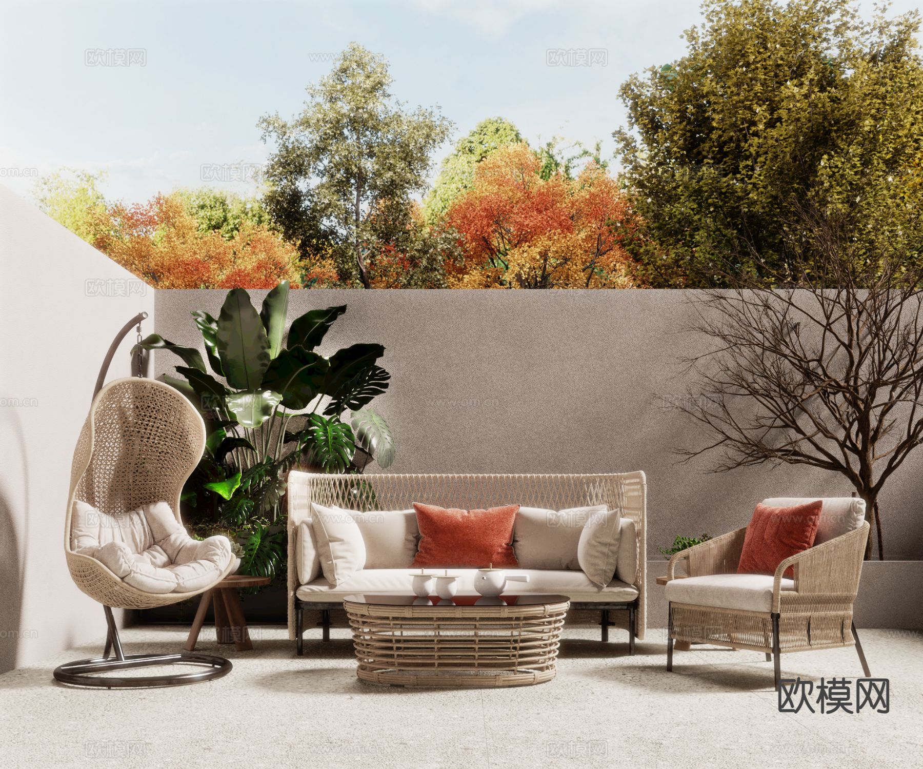 户外沙发 组合沙发3d模型下载