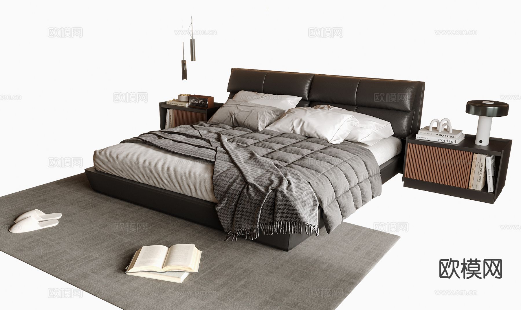 意式双人床3d模型下载