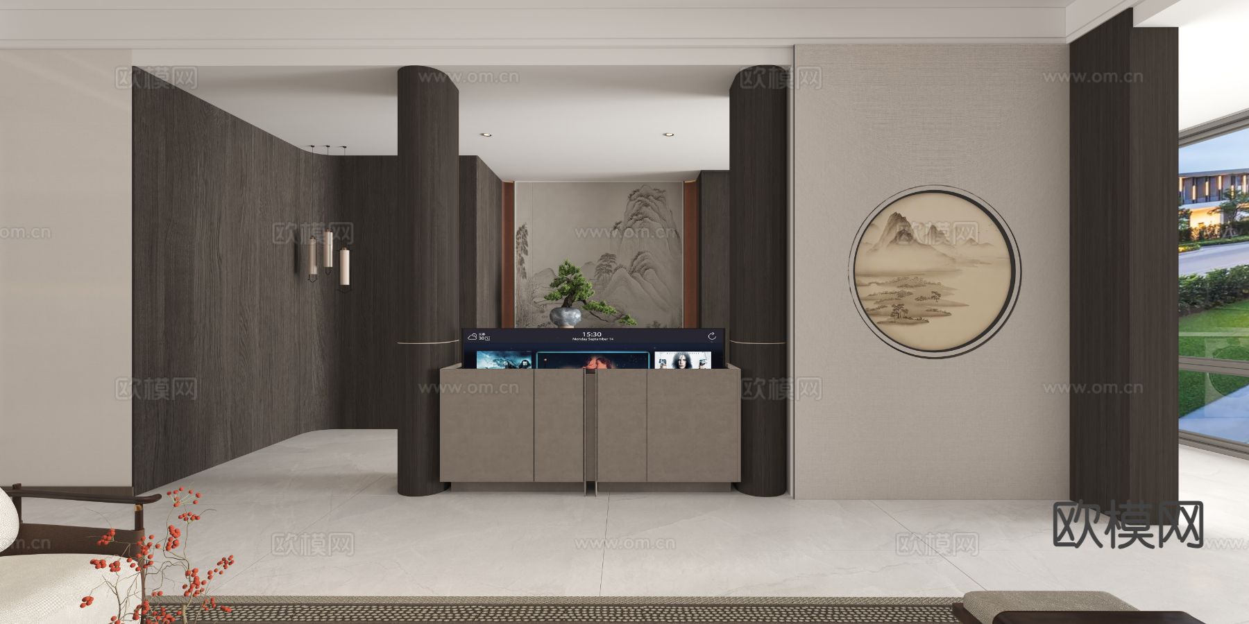 新中式玄关过道 走廊3d模型下载