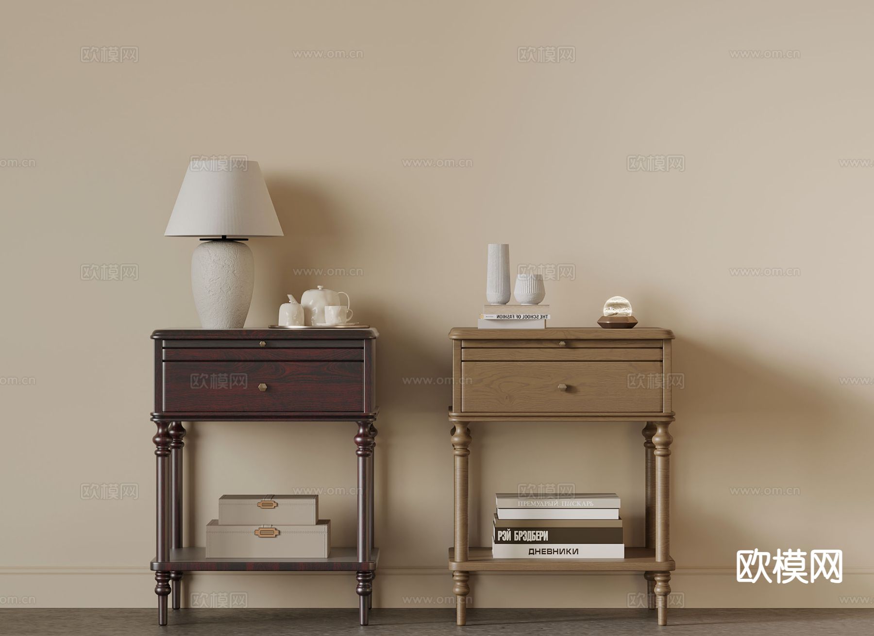 中古风床头柜3d模型下载