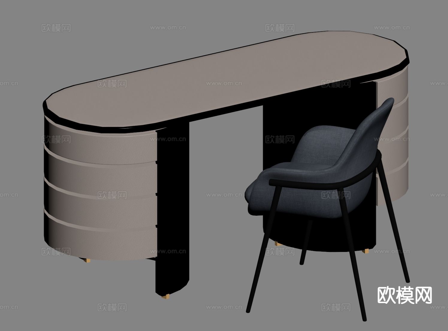 现代书桌 电脑桌 学习桌su模型下载（渲染图1）