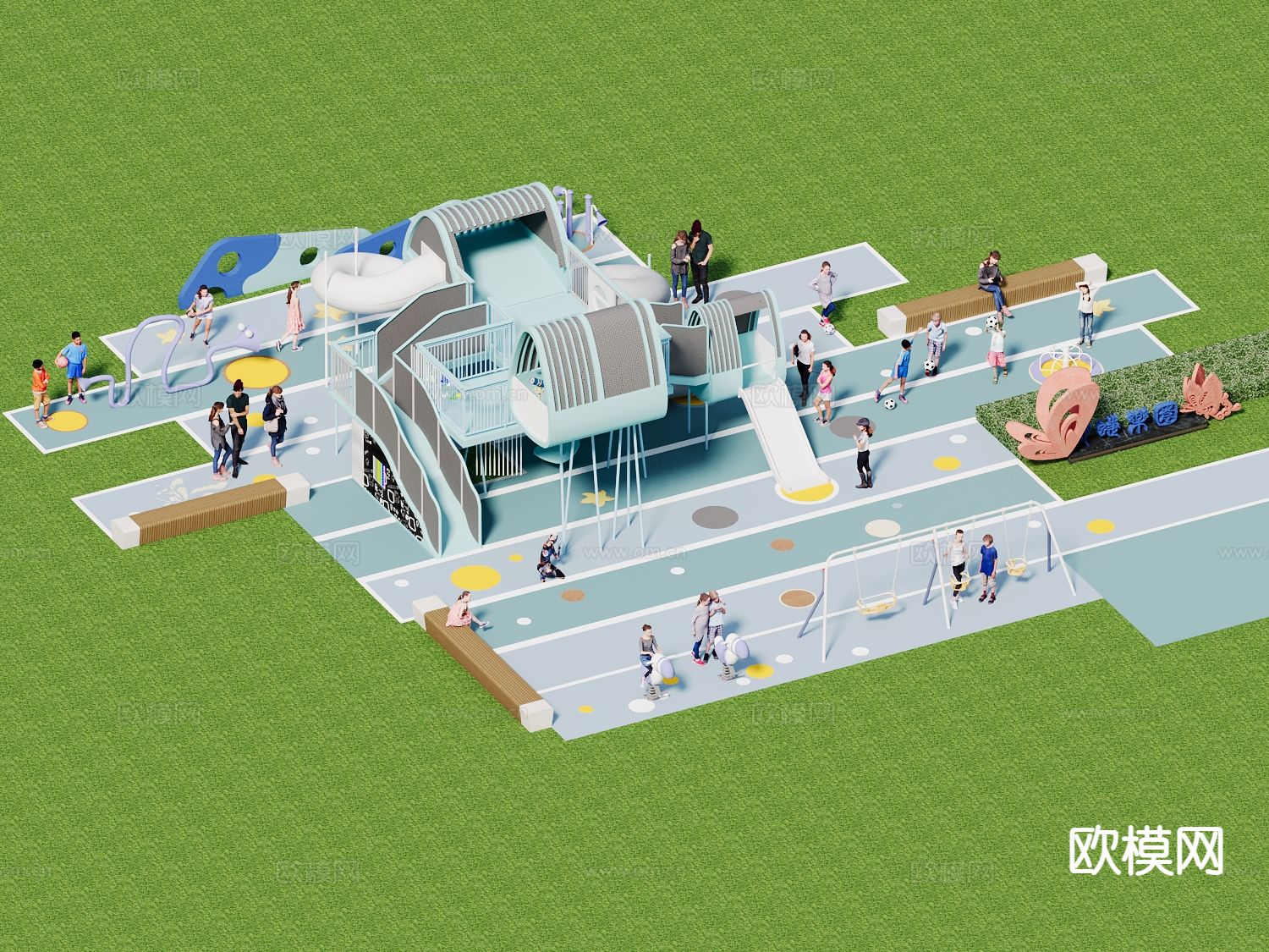 游乐器材 滑滑梯3d模型下载