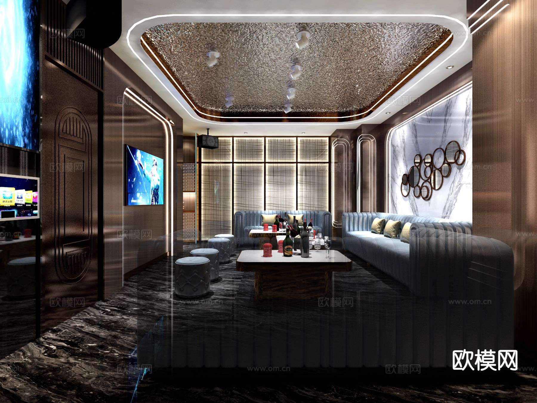 轻奢KTV包间 酒吧3d模型下载
