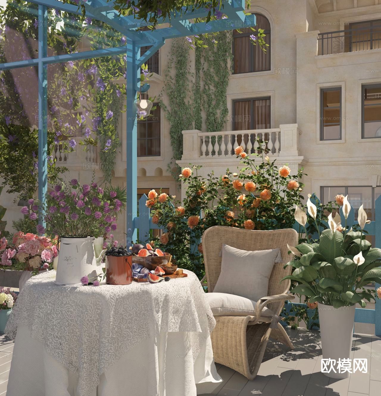 户外桌椅 庭院桌椅3d模型下载