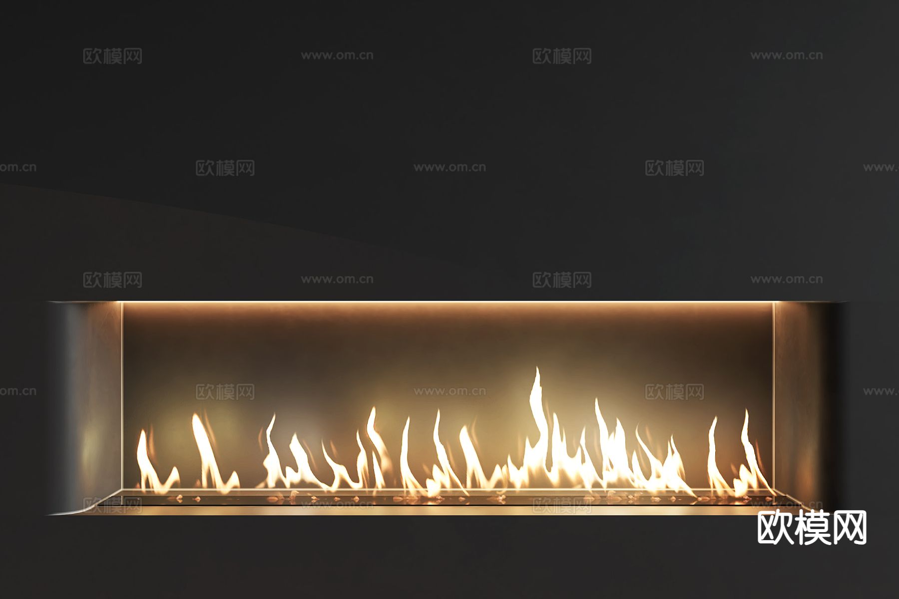 嵌入式壁炉 火焰3d模型下载