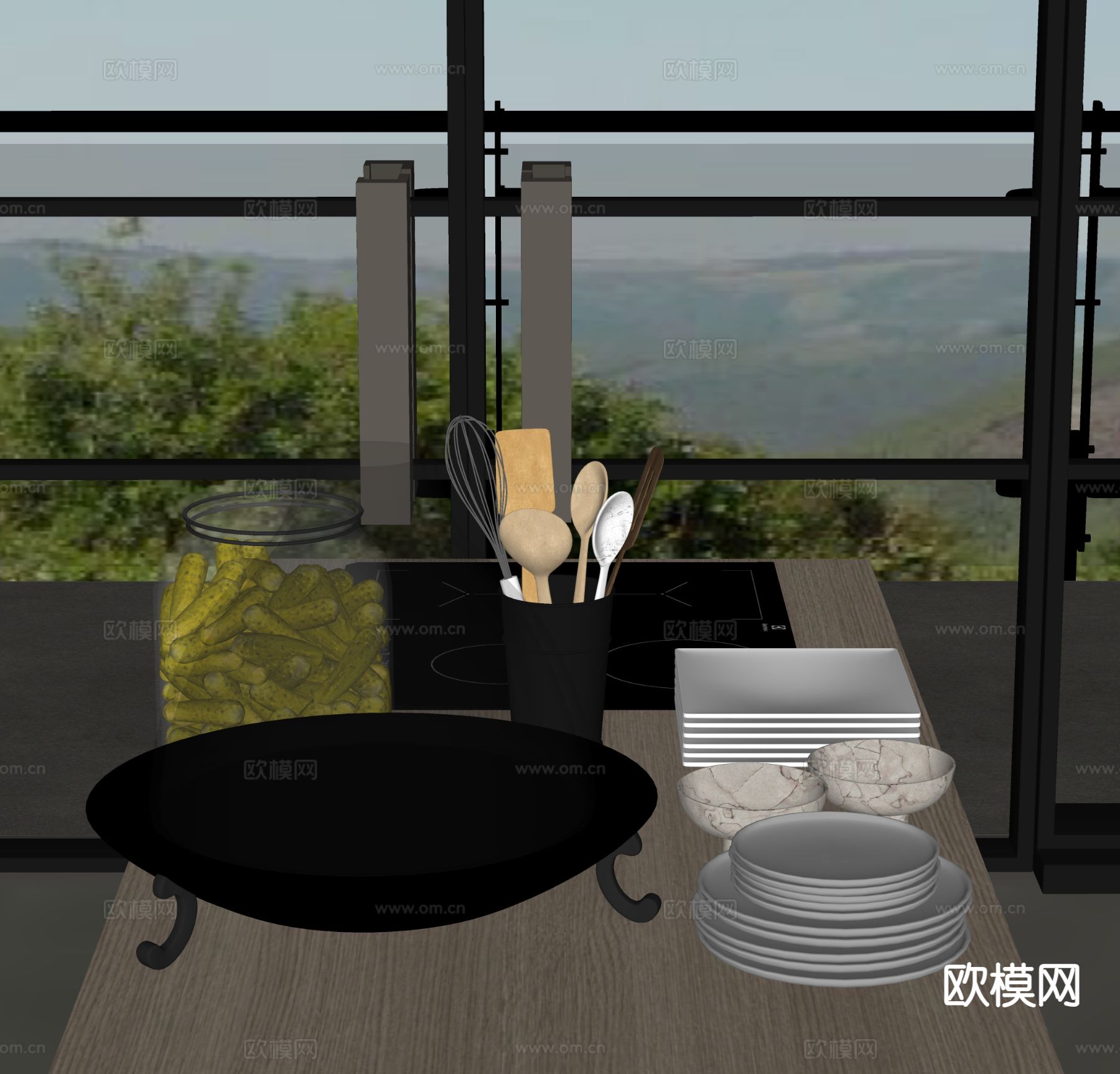 盘子 碗 厨具 玻璃罩su模型下载（渲染图1）
