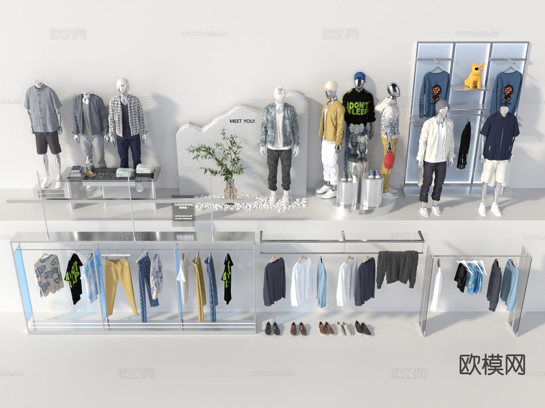 橱窗模特 男装模特 潮牌男装3d模型下载