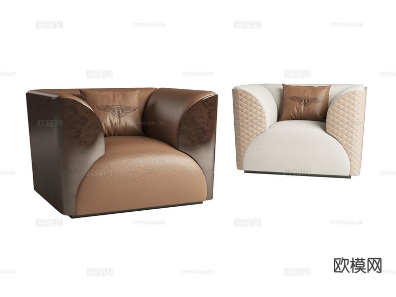 Bentley- 单人沙发 皮革沙发3d模型下载(渲染图1)