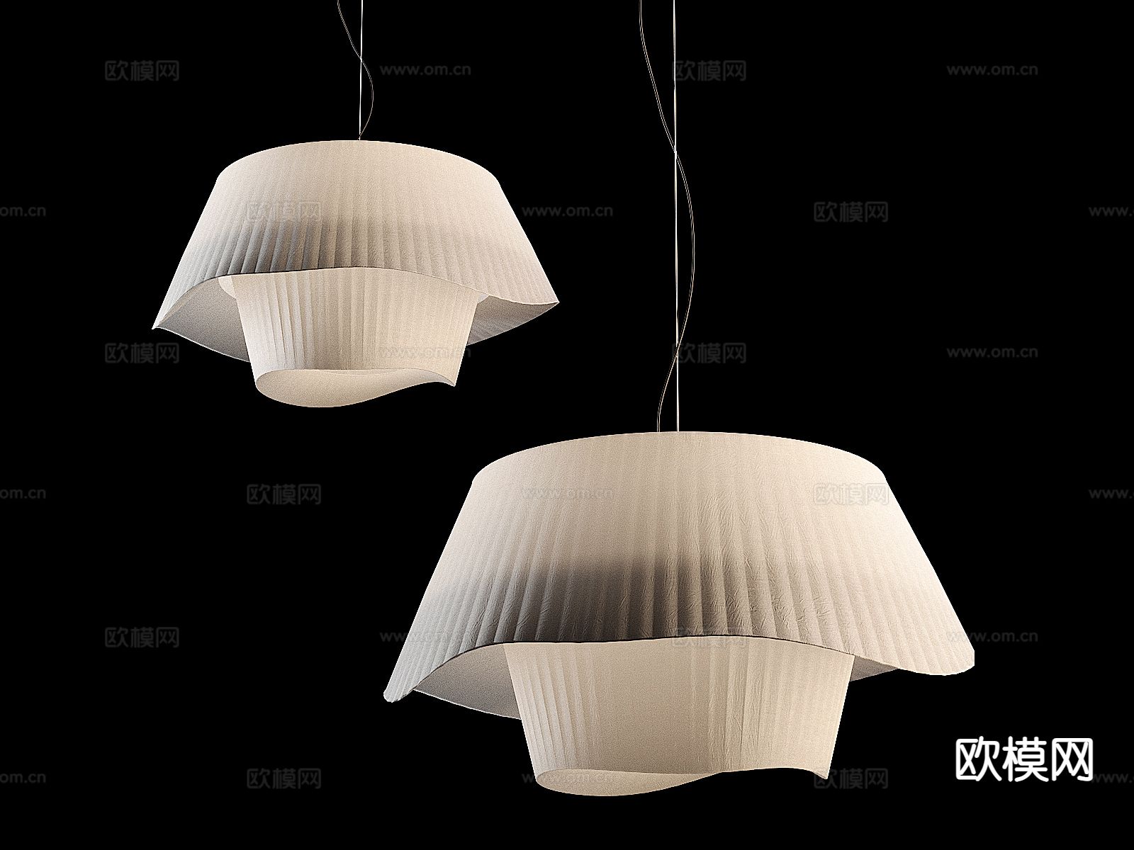奶油风吊灯 艺术吊灯3d模型下载（渲染图1）