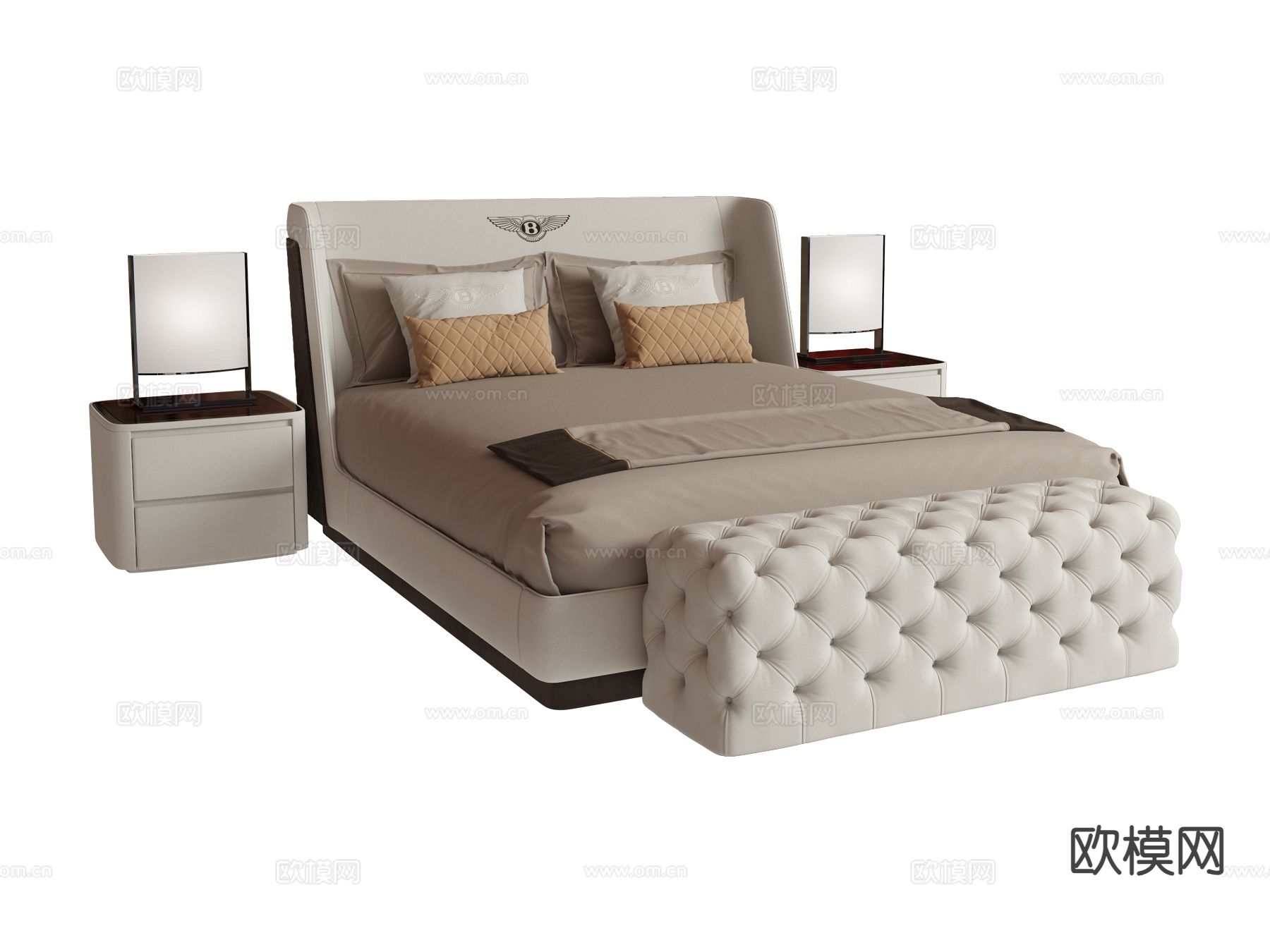 Bentley-RICHMOND- 意式双人床3d模型下载（渲染图1）