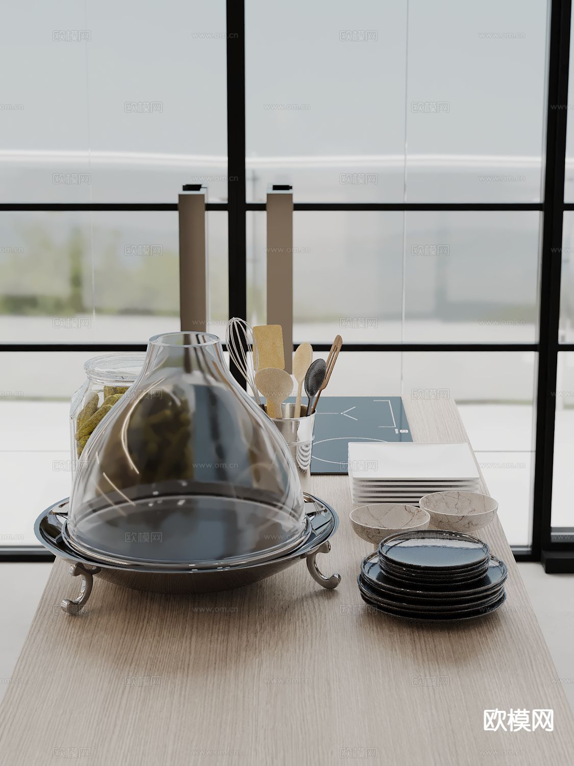 盘子 碗 厨具 玻璃罩su模型下载（渲染图2）