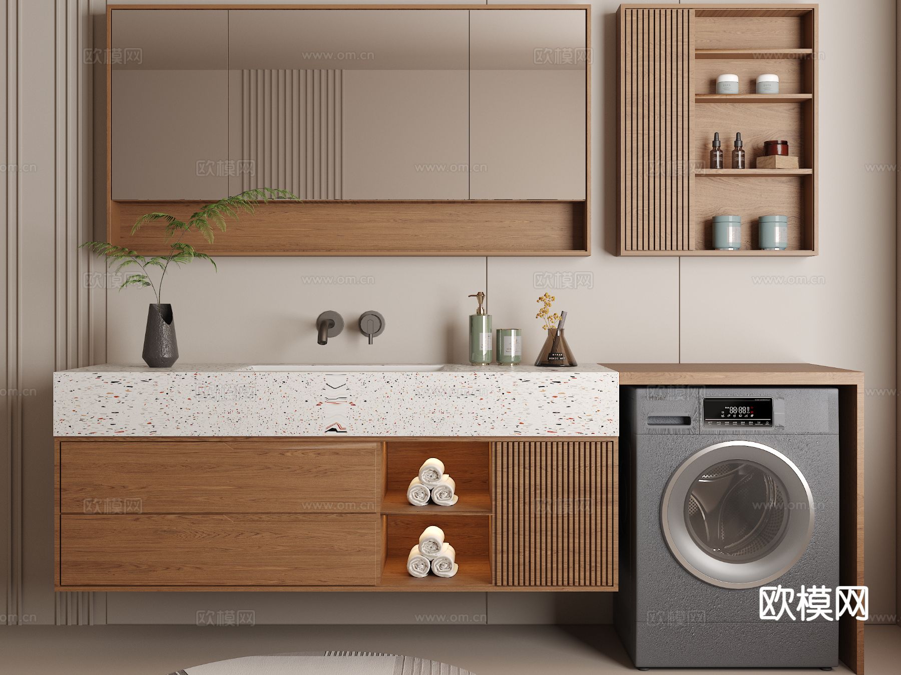 中古风洗手台 洗手盆3d模型下载