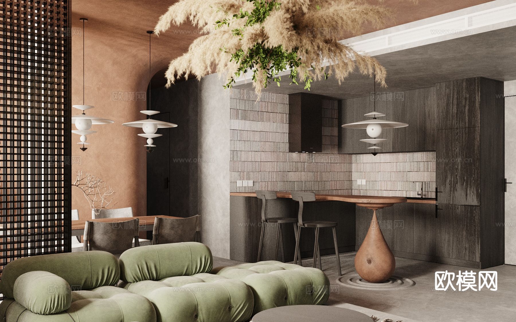东南亚客餐厅3d模型下载（渲染图4）