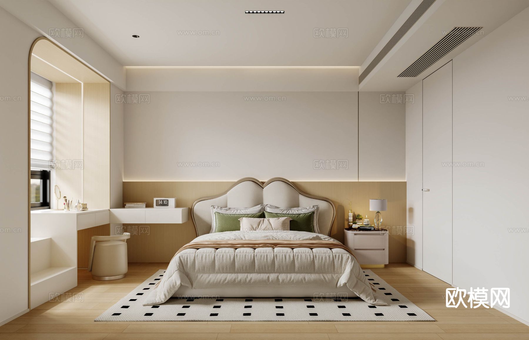 奶油风卧室 次卧3d模型