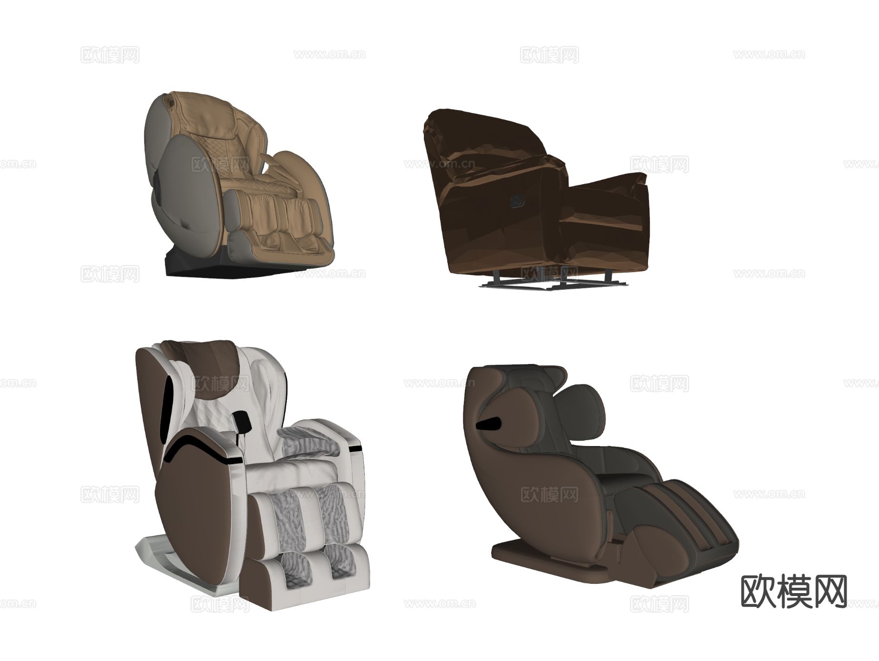 现代皮革按摩椅su模型下载（渲染图1）