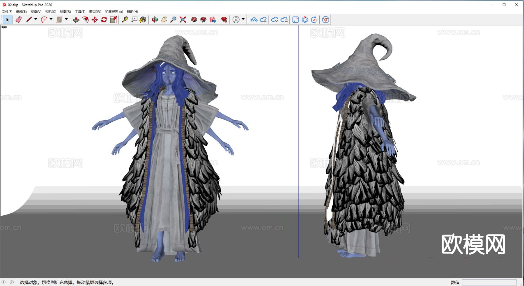 人物菈妮 手办装饰 雕像摆件su模型下载（渲染图1）
