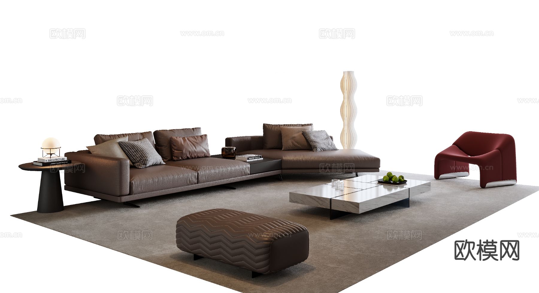 意式沙发组合3d模型下载