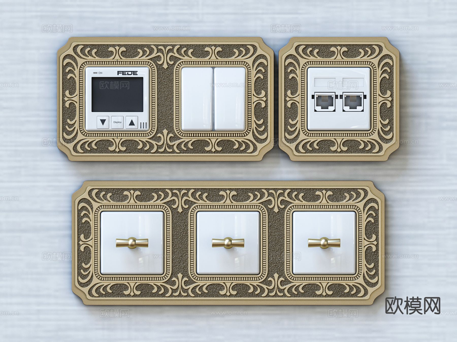 简欧开关 电话插座3d模型下载