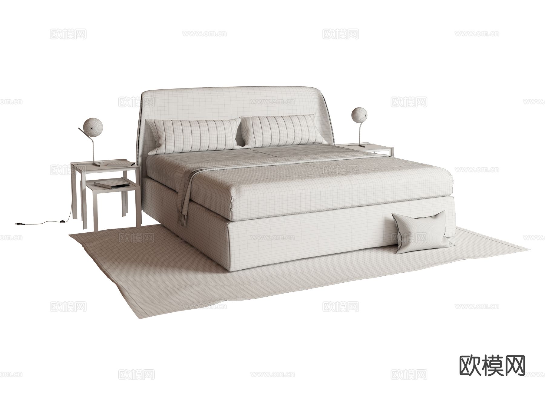 Bentley-LANCASTER- 意式双人床3d模型下载（渲染图2）