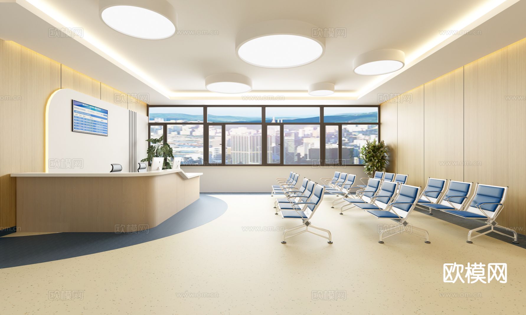 现代医院候诊区3d模型下载