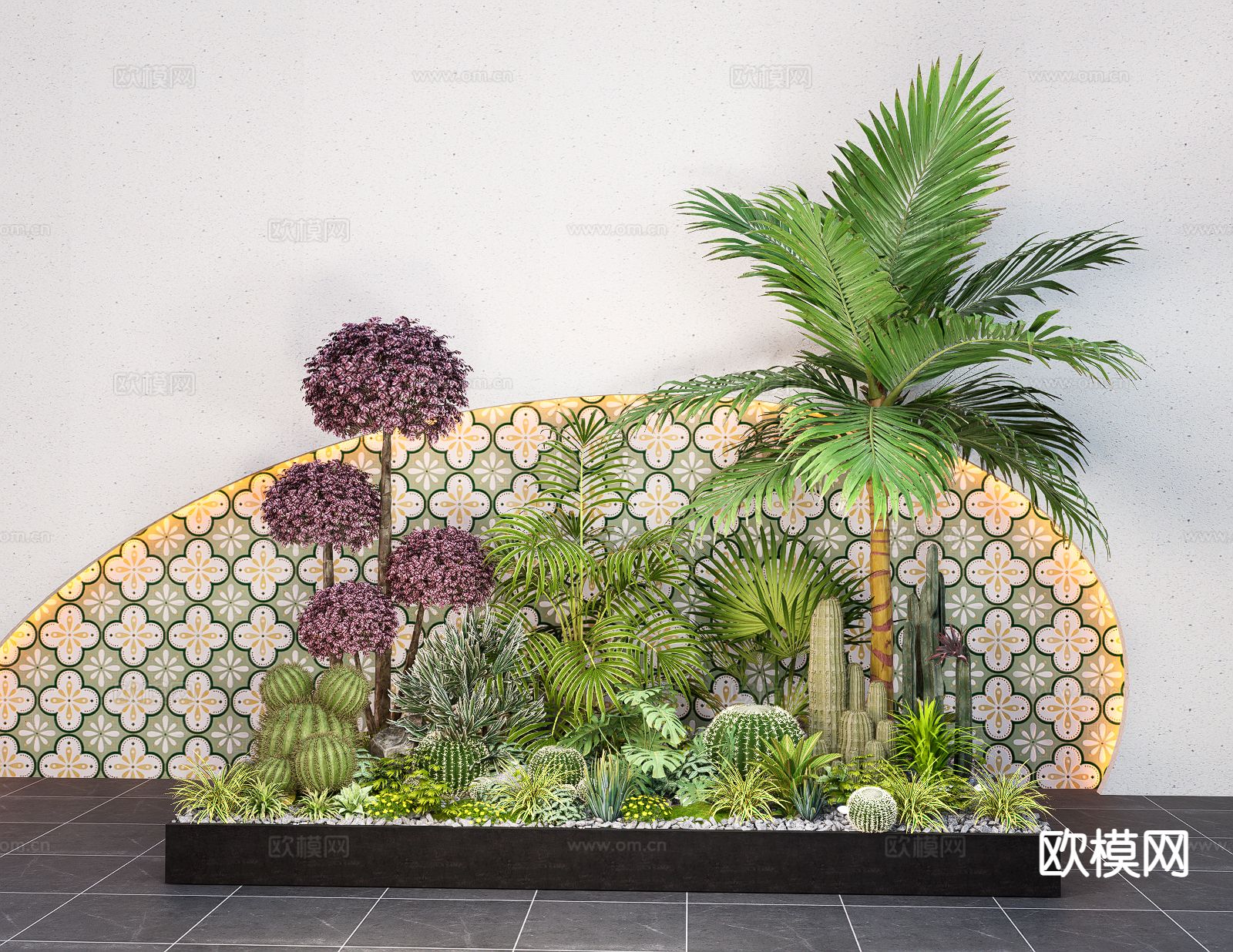 现代植物堆 景观植物su模型下载（渲染图2）