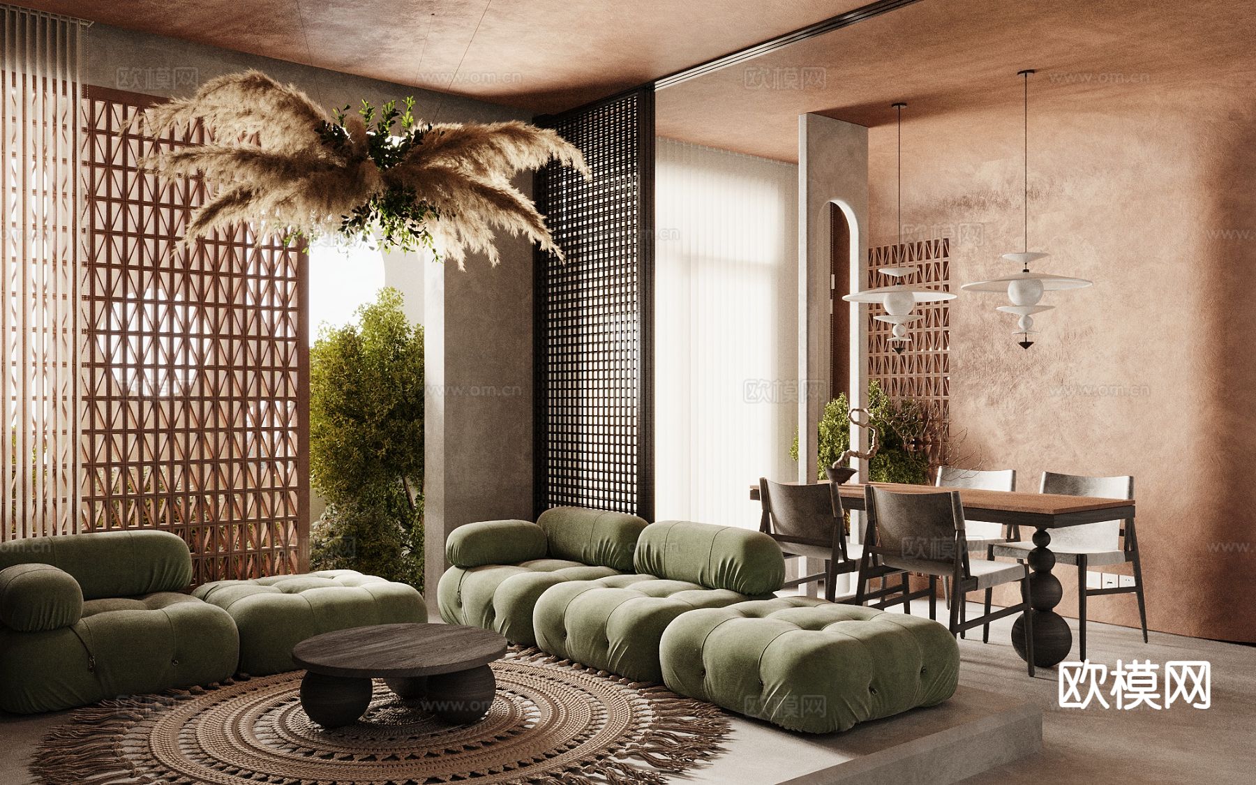 东南亚客餐厅3d模型下载（渲染图5）