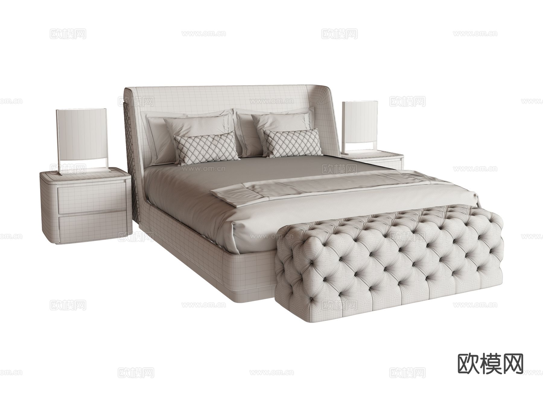 Bentley-RICHMOND- 意式双人床3d模型下载（渲染图2）