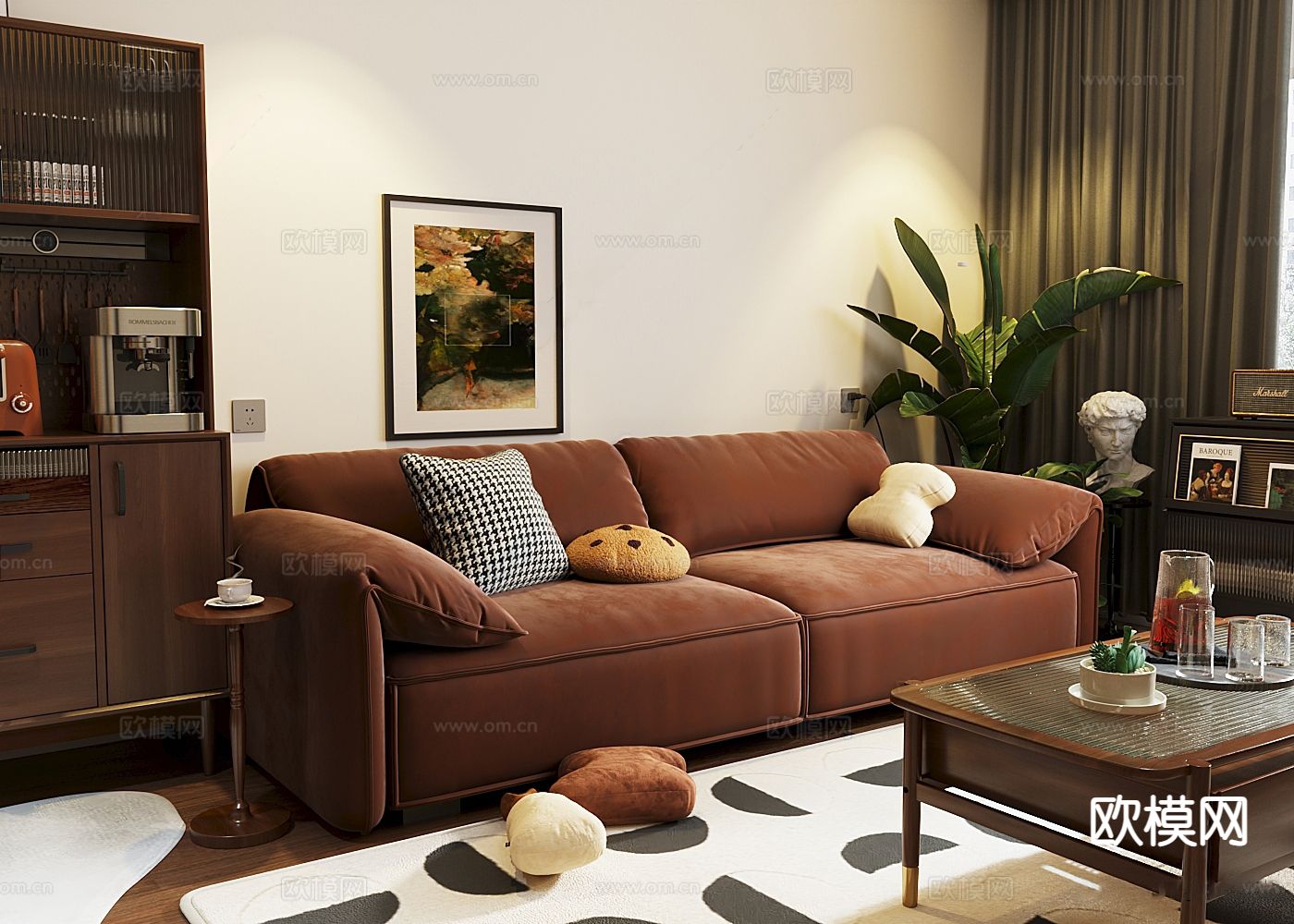 中古风沙发 双人沙发3d模型下载（渲染图2）